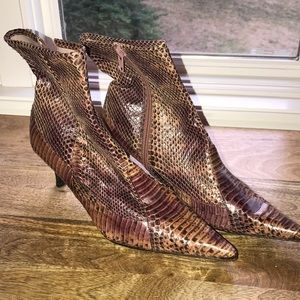 Nine West faux pinkish snakeskin boots